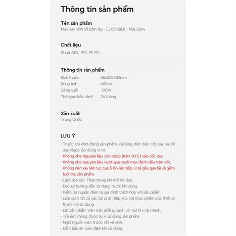 Máy xay cầm tay Lock&Lock EJJ356BLK Màu Đen