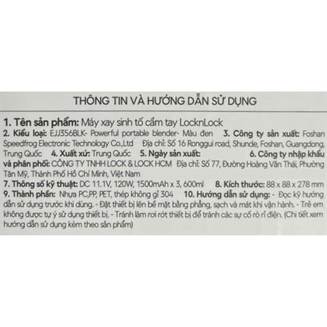 Máy xay cầm tay Lock&Lock EJJ356BLK Màu Đen