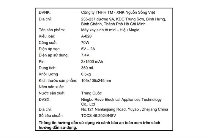 Máy xay sinh tố cầm tay Magic AC-020 Màu Xanh lá