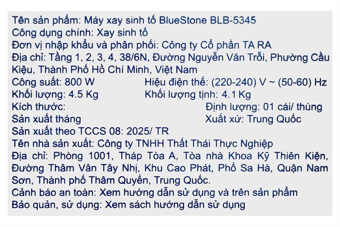 Máy xay sinh tố đa năng Bluestone BLB-5345 - 4 cối Màu Bạc