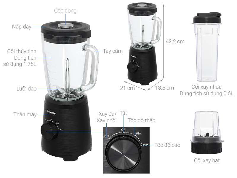 Máy xay sinh tố đa năng Sharp EM-SG1000-BK