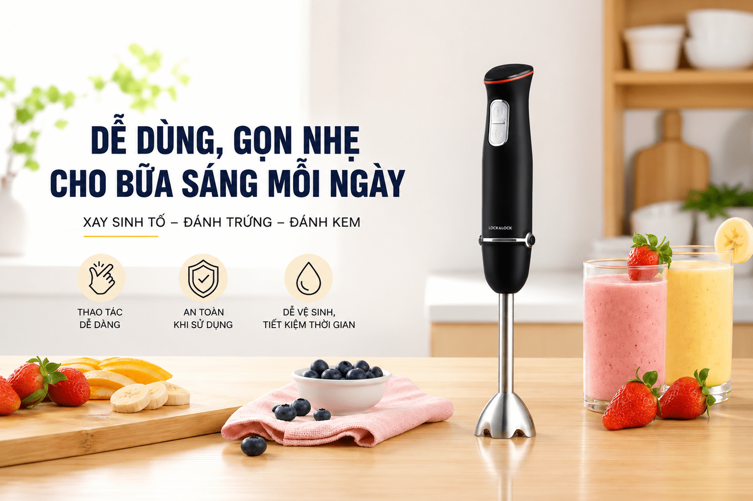Máy xay cầm tay Lock&Lock EJM516BLK Màu Đen