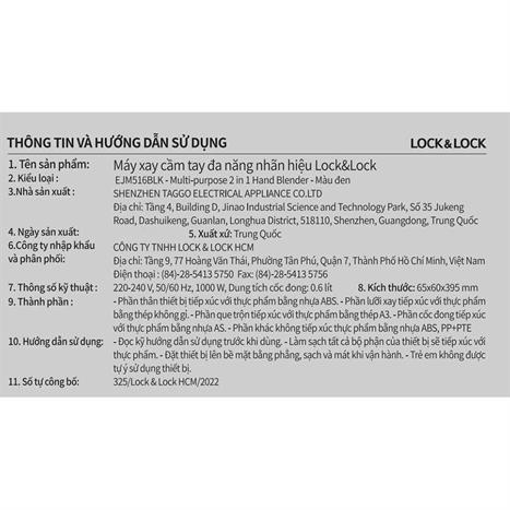 Máy xay cầm tay Lock&Lock EJM516BLK Màu Đen