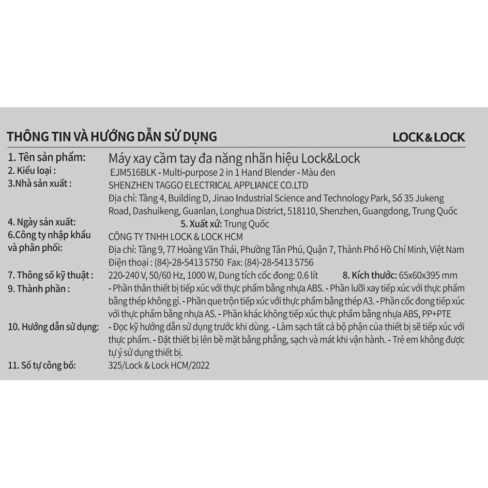 Máy xay cầm tay Lock&Lock EJM516BLK Màu Đen
