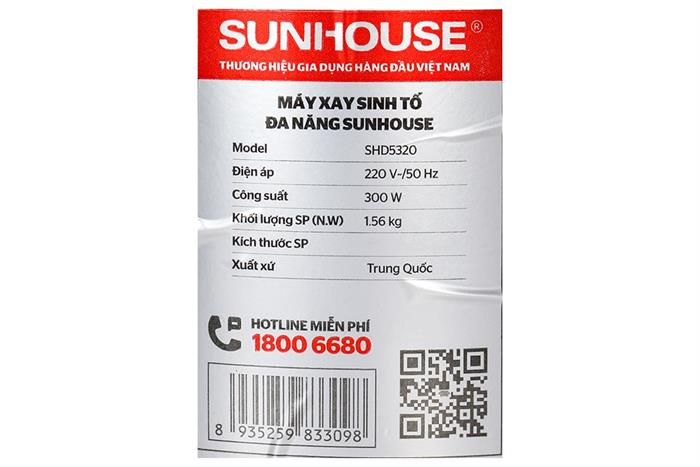 Máy xay sinh tố đa năng Sunhouse SHD5320 - 2 cối Màu Trắng
