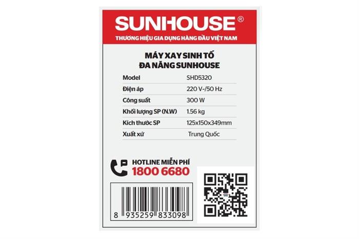 Máy xay sinh tố đa năng Sunhouse SHD5320 - 2 cối Màu Trắng