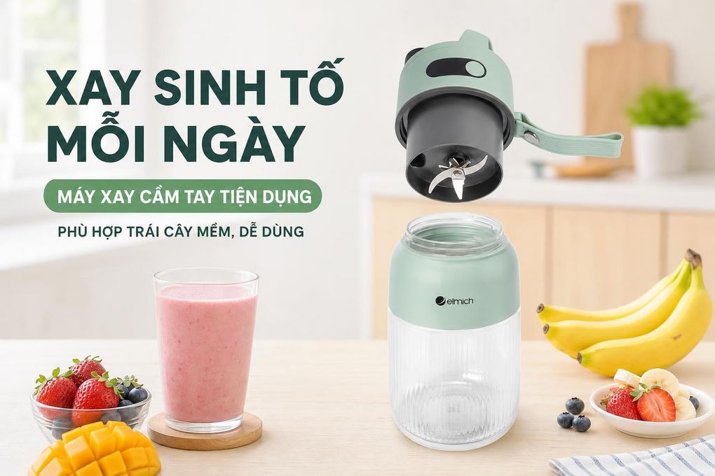 Máy xay sinh tố cầm tay Elmich BLE9184 Màu Xanh mint