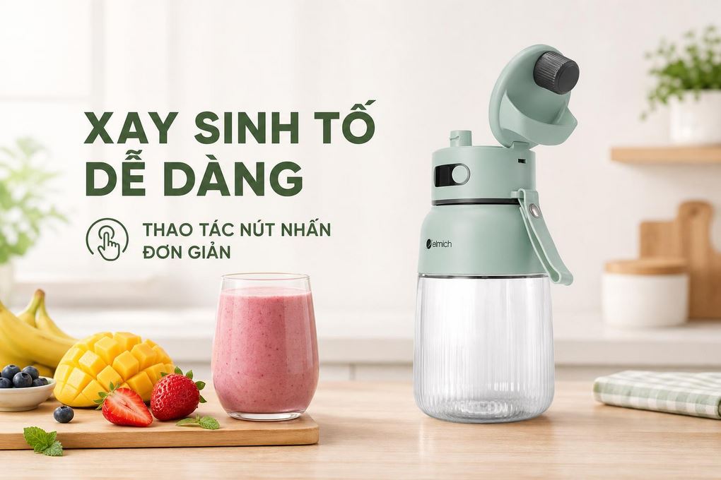 Máy xay sinh tố cầm tay Elmich BLE9184 Màu Xanh mint