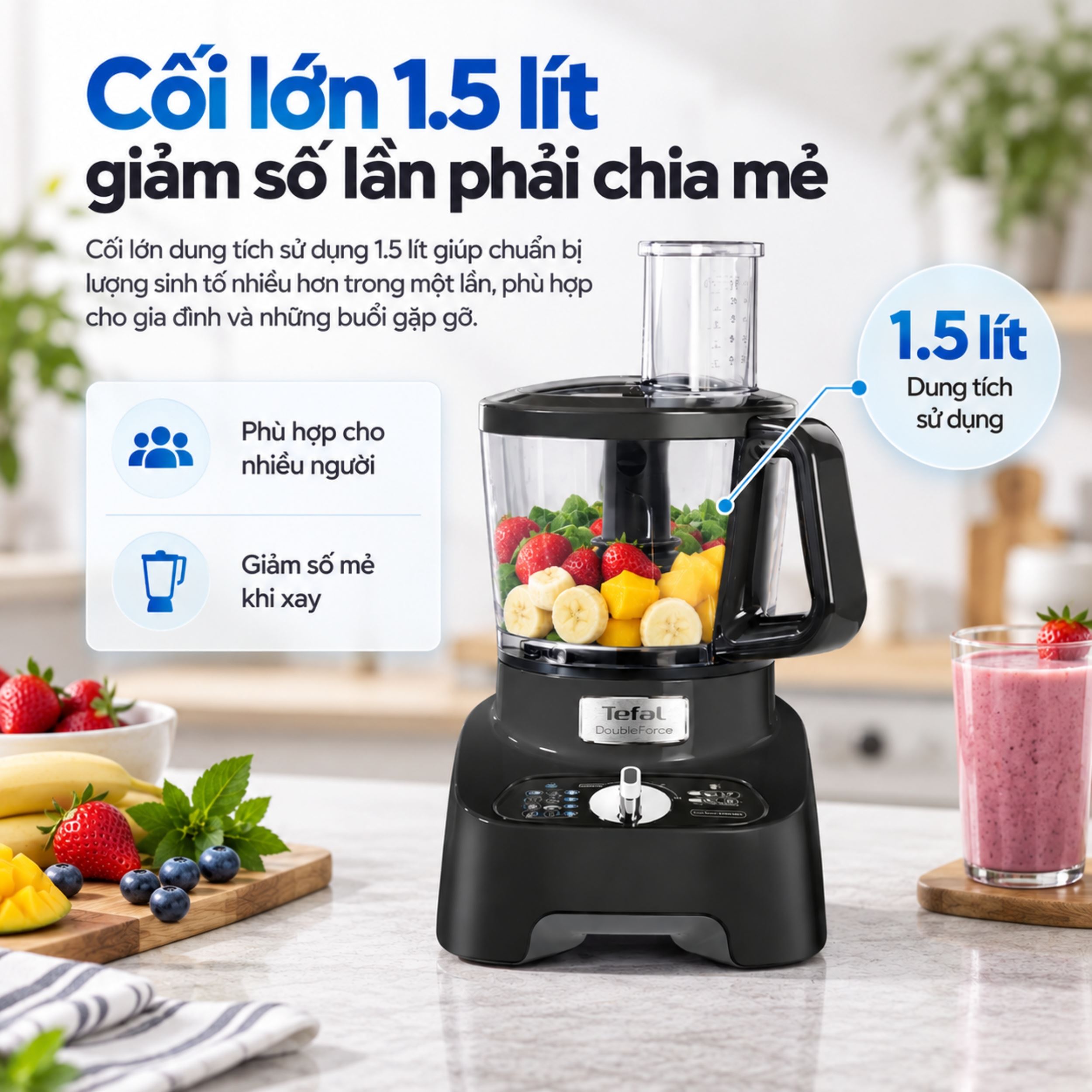 Máy xay sinh tố Tefal Double Force DO821838 Màu Đen