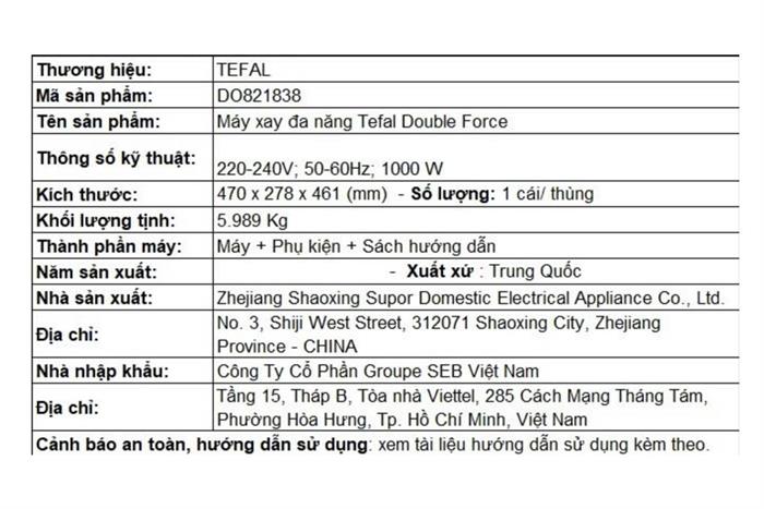 Máy xay sinh tố Tefal Double Force DO821838 Màu Đen