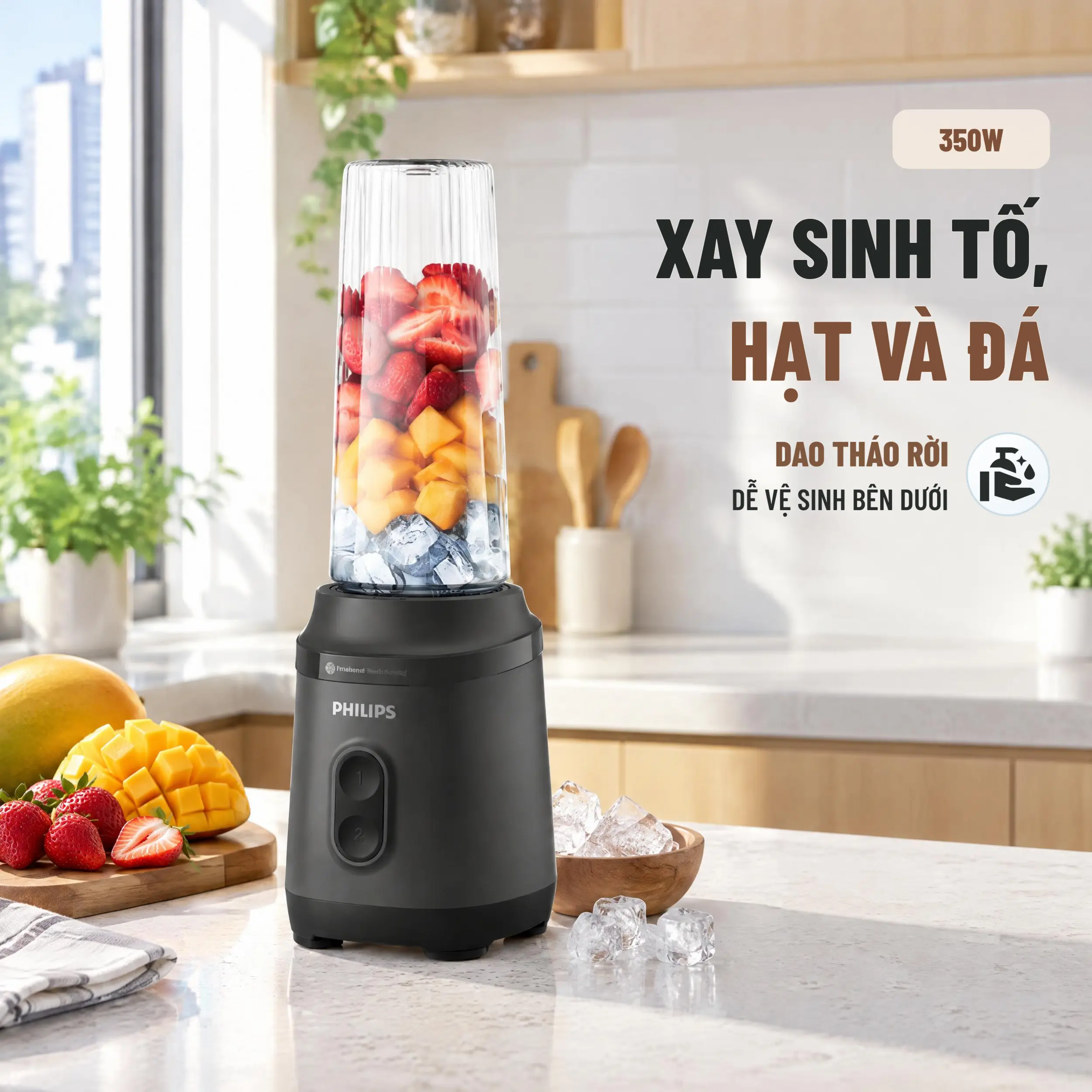 Máy xay sinh tố Philips HR2672/00 Màu Đen