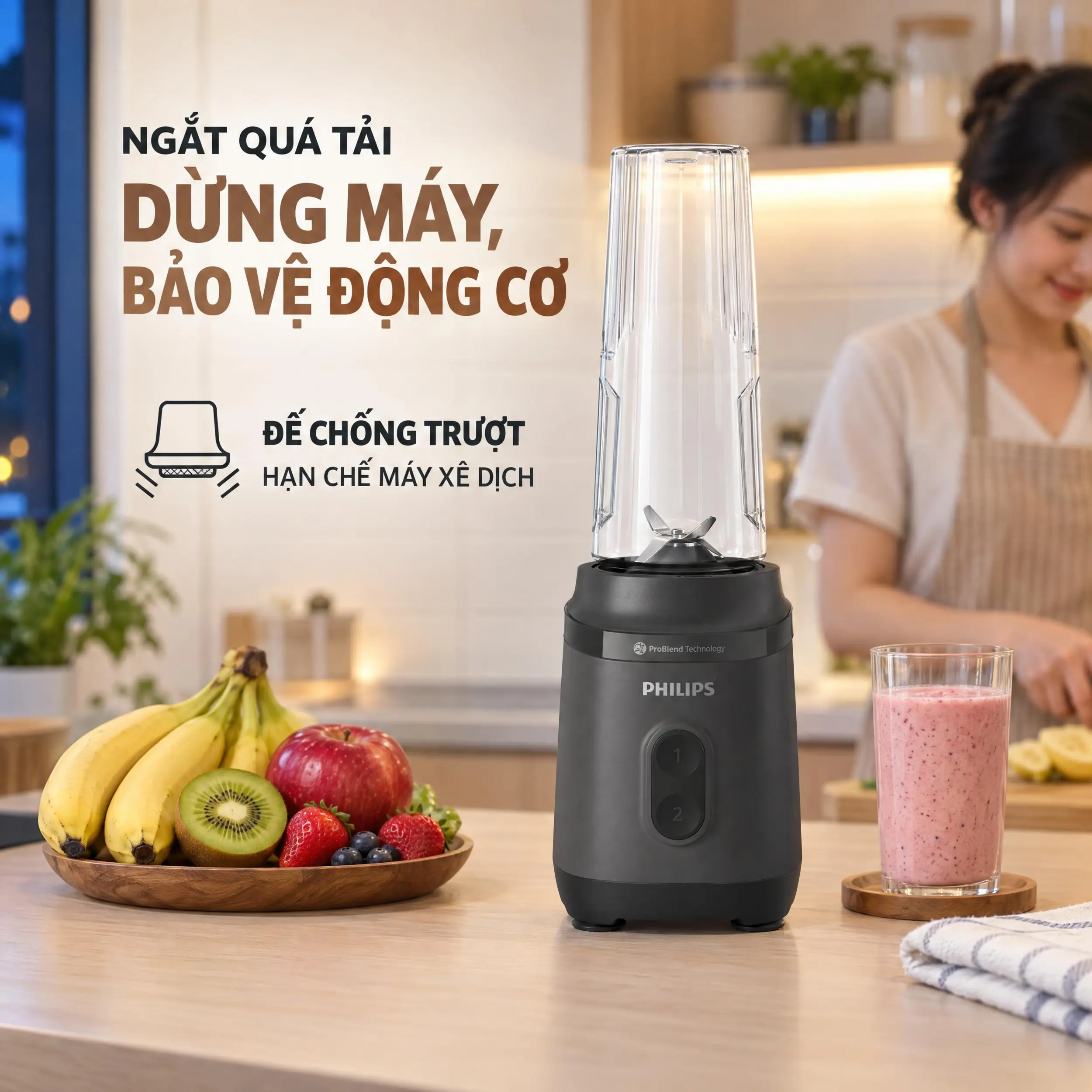 Máy xay sinh tố Philips HR2672/00 Màu Đen