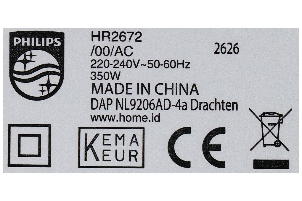 Máy xay sinh tố Philips HR2672/00 Màu Đen
