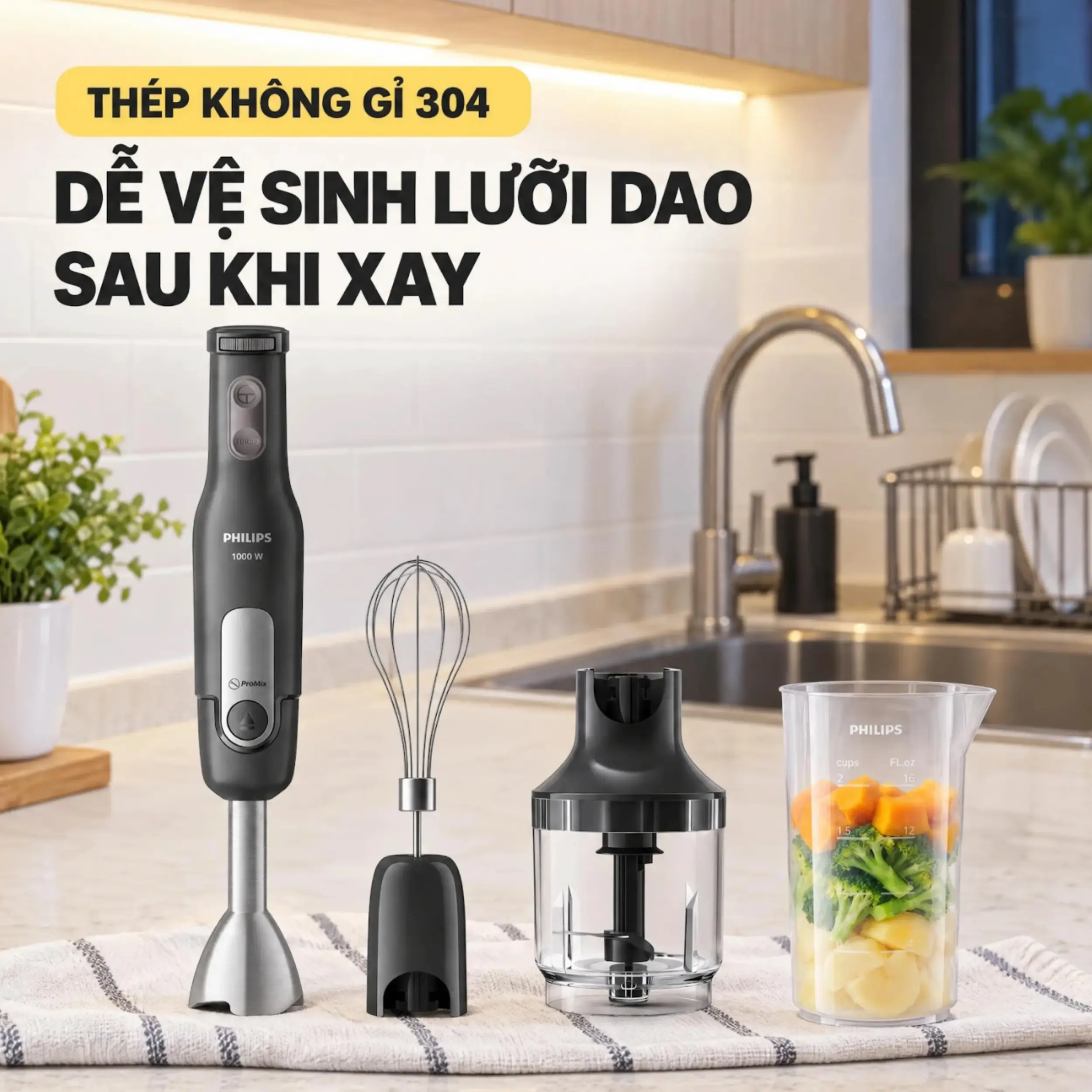 Máy xay cầm tay Philips HR2563/00 Màu Đen
