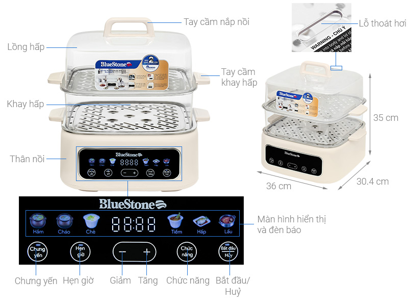 Nồi lẩu hấp đa năng BlueStone MPB-7238 17 lít