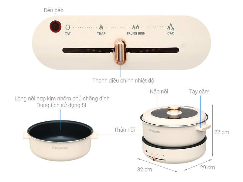 Nồi lẩu điện Kangaroo KG50EH1 5 lít