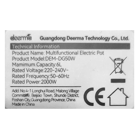 Nồi nấu đa năng Deerma DEM-DG50W 6 lít Màu Trắng