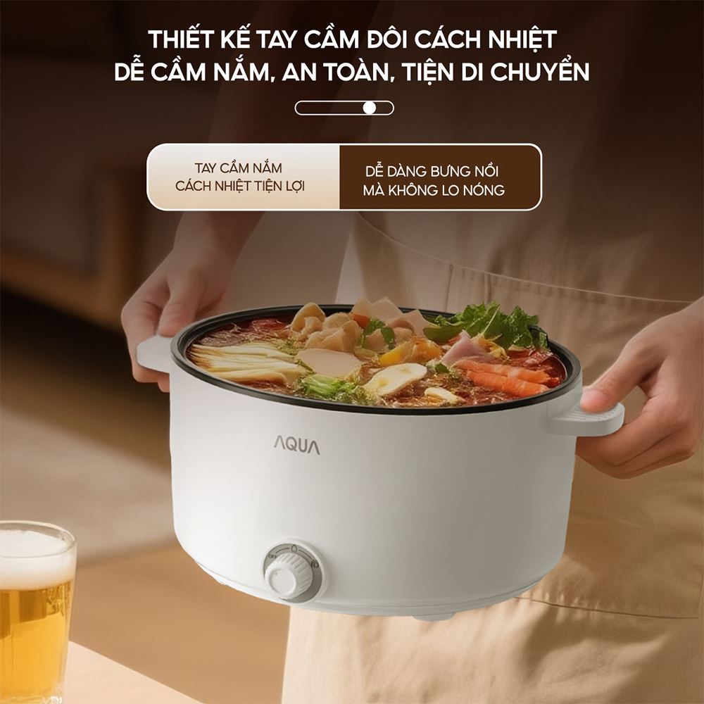 Nồi lẩu điện đa năng AQUA AQS-EP3Y 2.4 lít Màu Màu be
