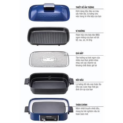 Nồi lẩu hấp đa năng Lock&Lock EJG556 2.5 lít Màu Xanh Navy