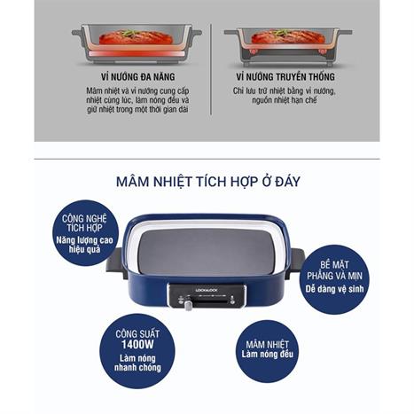 Nồi lẩu hấp đa năng Lock&Lock EJG556 2.5 lít Màu Xanh Navy