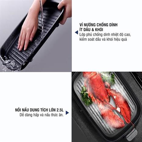 Nồi lẩu hấp đa năng Lock&Lock EJG556 2.5 lít Màu Xanh Navy