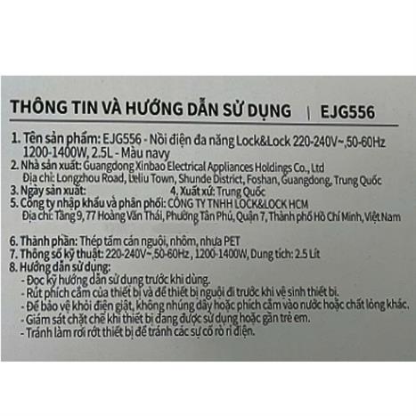 Nồi lẩu hấp đa năng Lock&Lock EJG556 2.5 lít Màu Xanh Navy