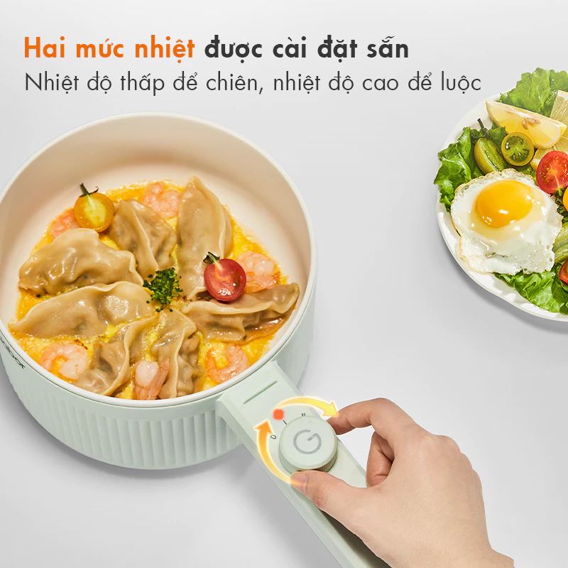 Nồi lẩu điện Gaabor EC-20M01A 2 lít Màu Trắng - Xanh