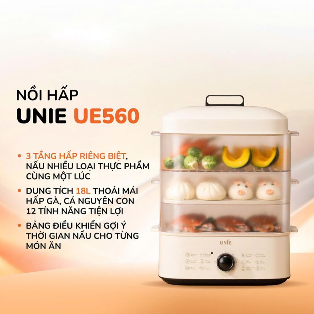 Nồi hấp đa năng Unie UE560 18 lít Màu Màu be