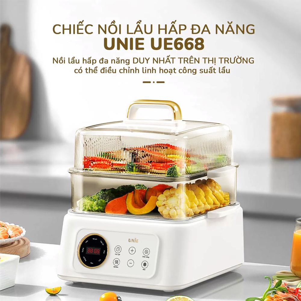 Nồi lẩu hấp đa năng Unie UE668 10 lít Màu Màu be