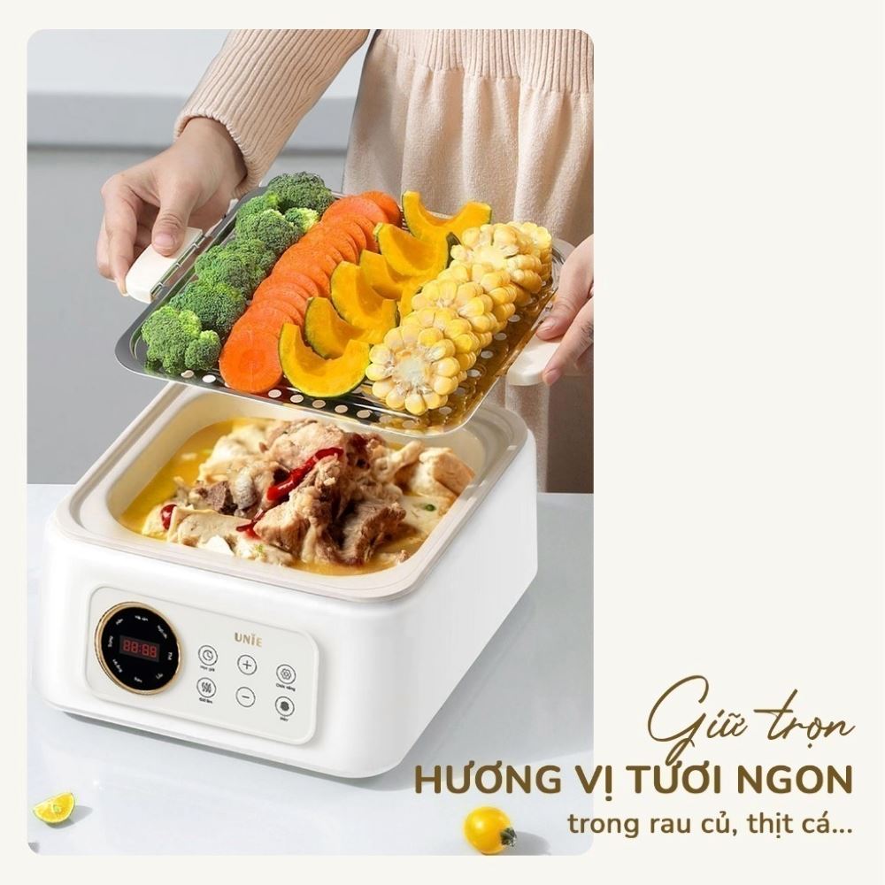 Nồi lẩu hấp đa năng Unie UE668 10 lít Màu Màu be