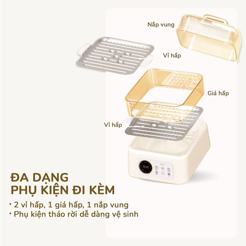 Nồi lẩu hấp đa năng Unie UE668 10 lít Màu Màu be