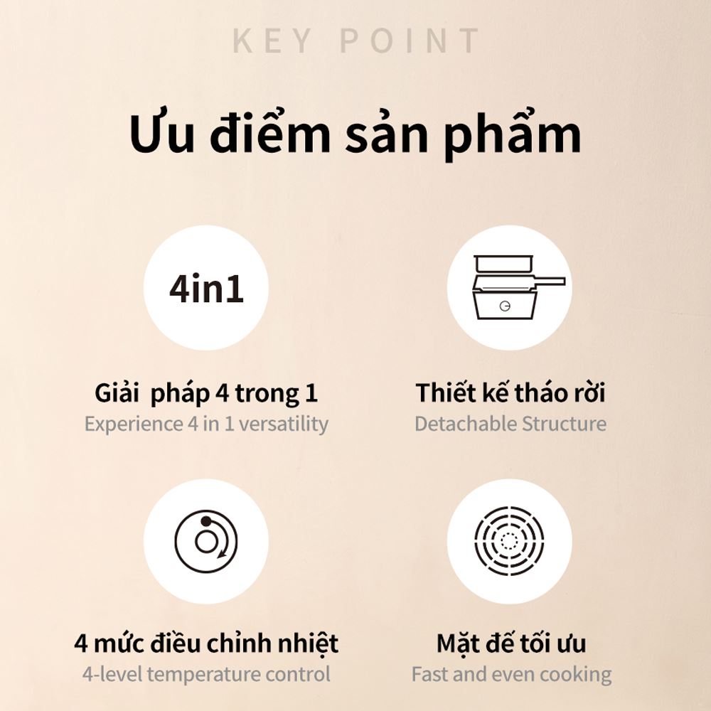 Nồi lẩu điện đa năng Lock&Lock EJP421WHT 2 lít Màu Trắng