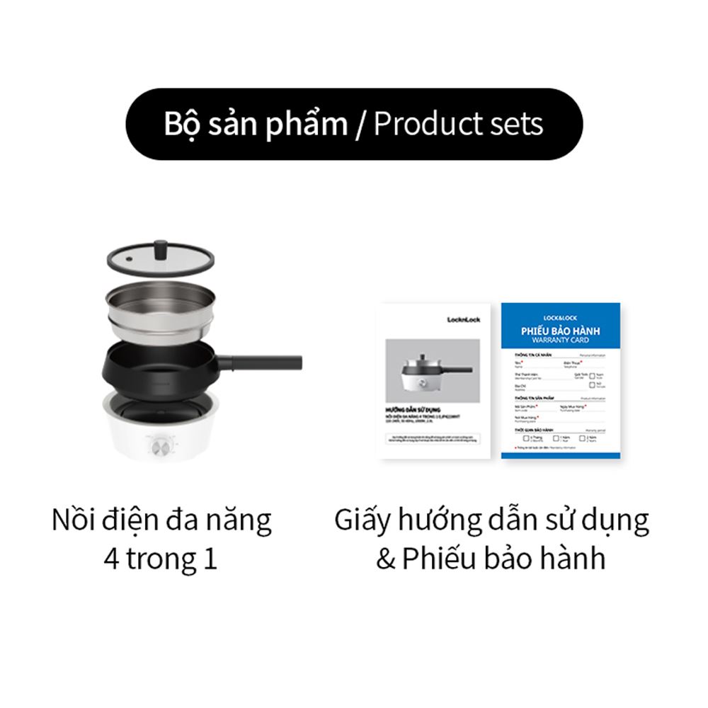 Nồi lẩu điện đa năng Lock&Lock EJP421WHT 2 lít Màu Trắng