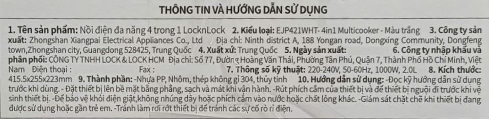 Nồi lẩu điện đa năng Lock&Lock EJP421WHT 2 lít Màu Trắng