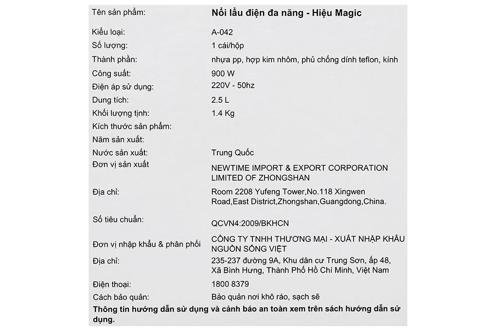 Nồi lẩu điện đa năng Magic A-042 2.5 lít Màu Trắng