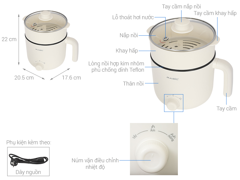 Nồi lẩu điện đa năng Magic A-040 1.3 lít