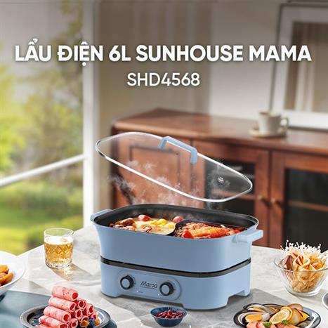 Nồi lẩu điện Sunhouse SHD4568 6 lít Màu Xanh Dương