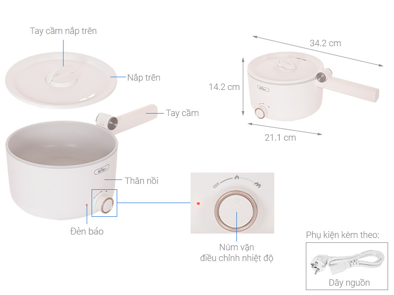 Nồi lẩu điện Bear MC-4H16G 1.6 lít