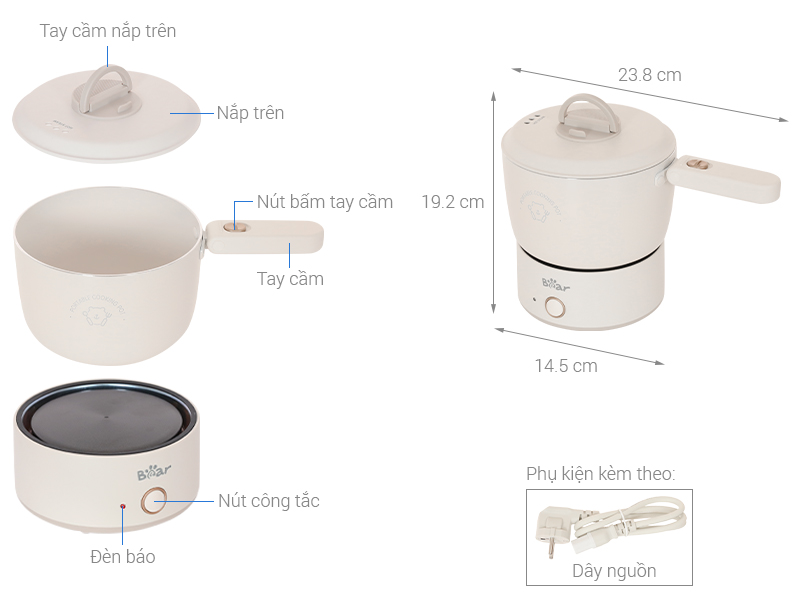 Nồi lẩu điện Bear MC-4H12H 1.2 lít