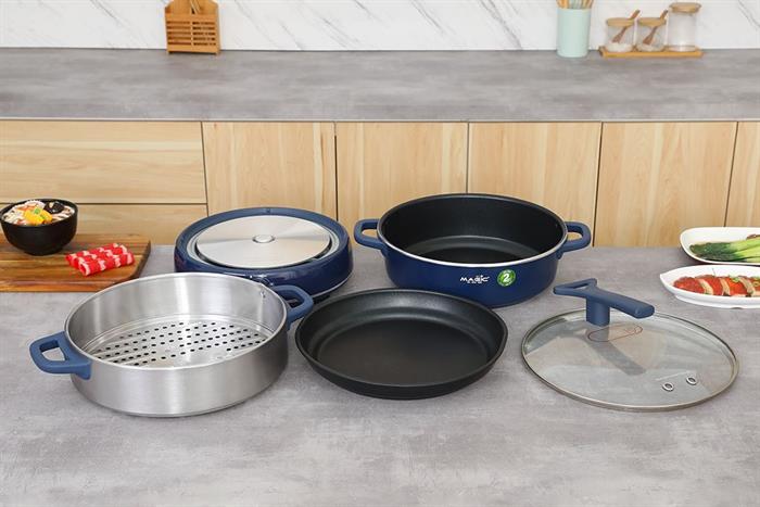 Nồi lẩu hấp đa năng Magic Eco AC-282 6 lít Màu Xanh