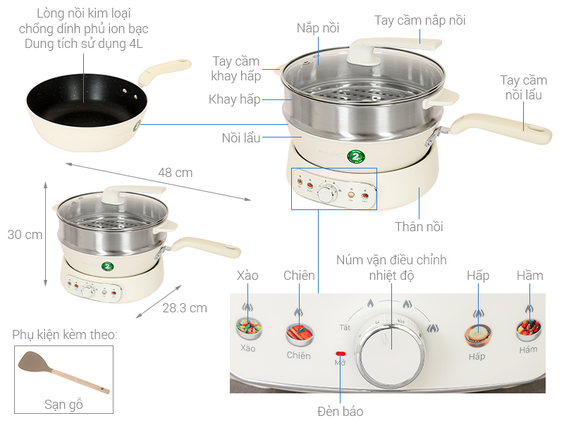 Nồi lẩu hấp đa năng Magic Eco AC-284 4 lít