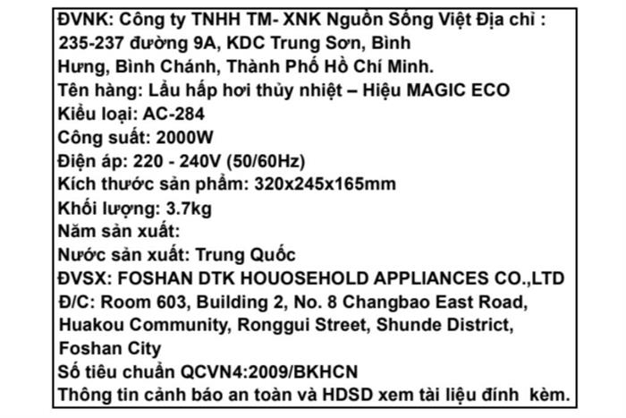 Nồi lẩu hấp đa năng Magic Eco AC-284 4 lít Màu Kem