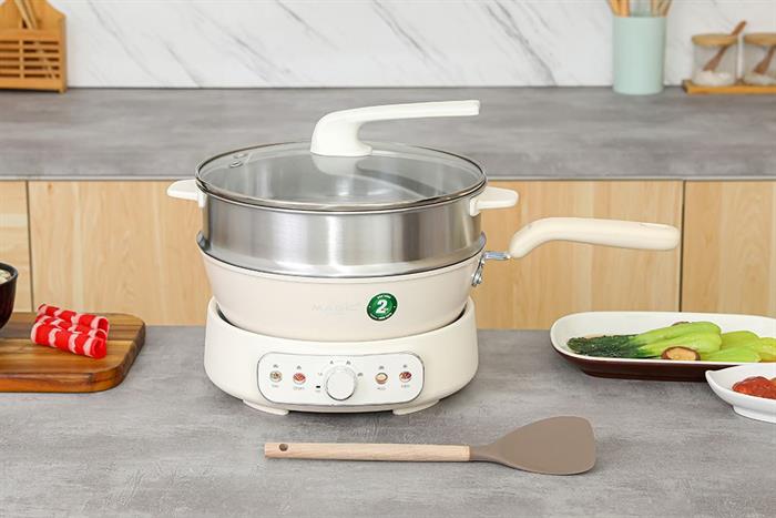 Nồi lẩu hấp đa năng Magic Eco AC-284 4 lít Màu Kem