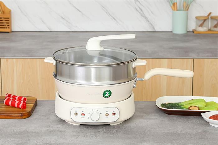 Nồi lẩu hấp đa năng Magic Eco AC-284 4 lít Màu Kem