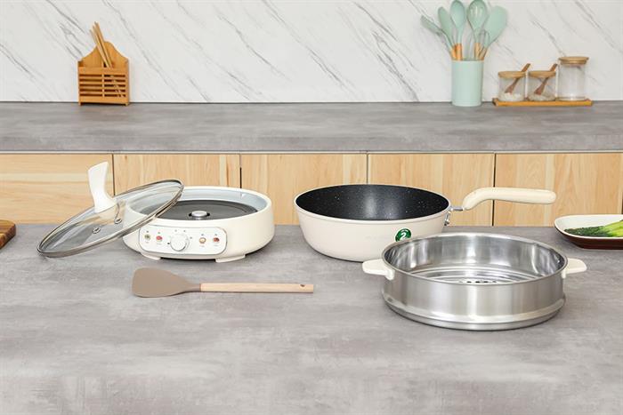 Nồi lẩu hấp đa năng Magic Eco AC-284 4 lít Màu Kem