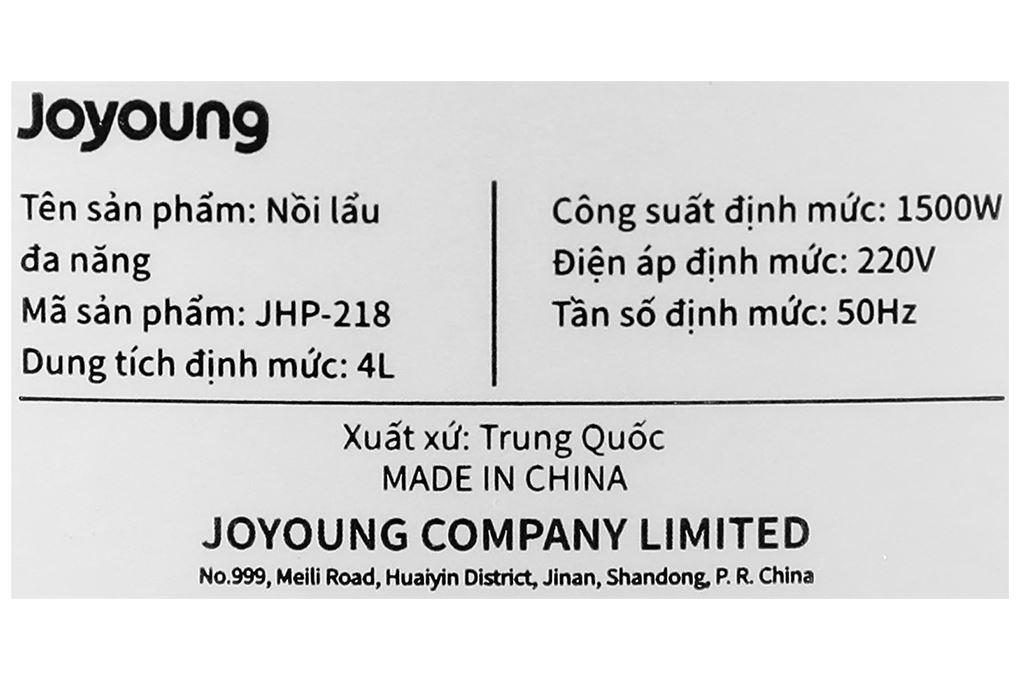Nồi lẩu đa năng Joyoung JHP-218 4 lít Màu Trắng