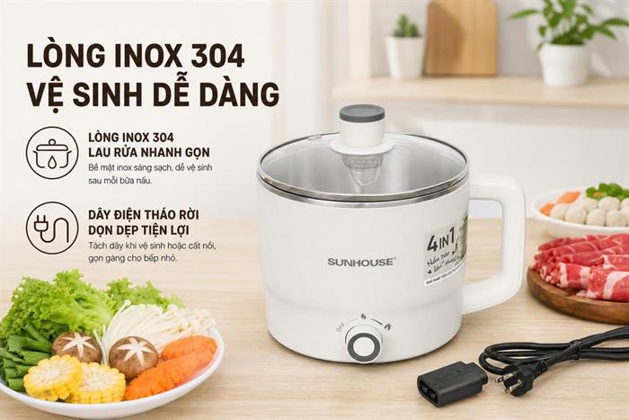 Nồi lẩu điện Sunhouse SHD4516 1.6 lít Màu Kem