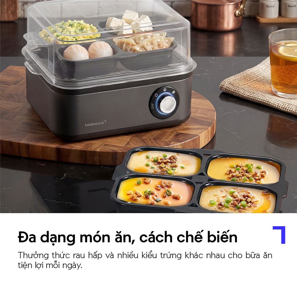 Nồi lẩu hấp đa năng Lock&Lock EJE223GRY Màu Xám