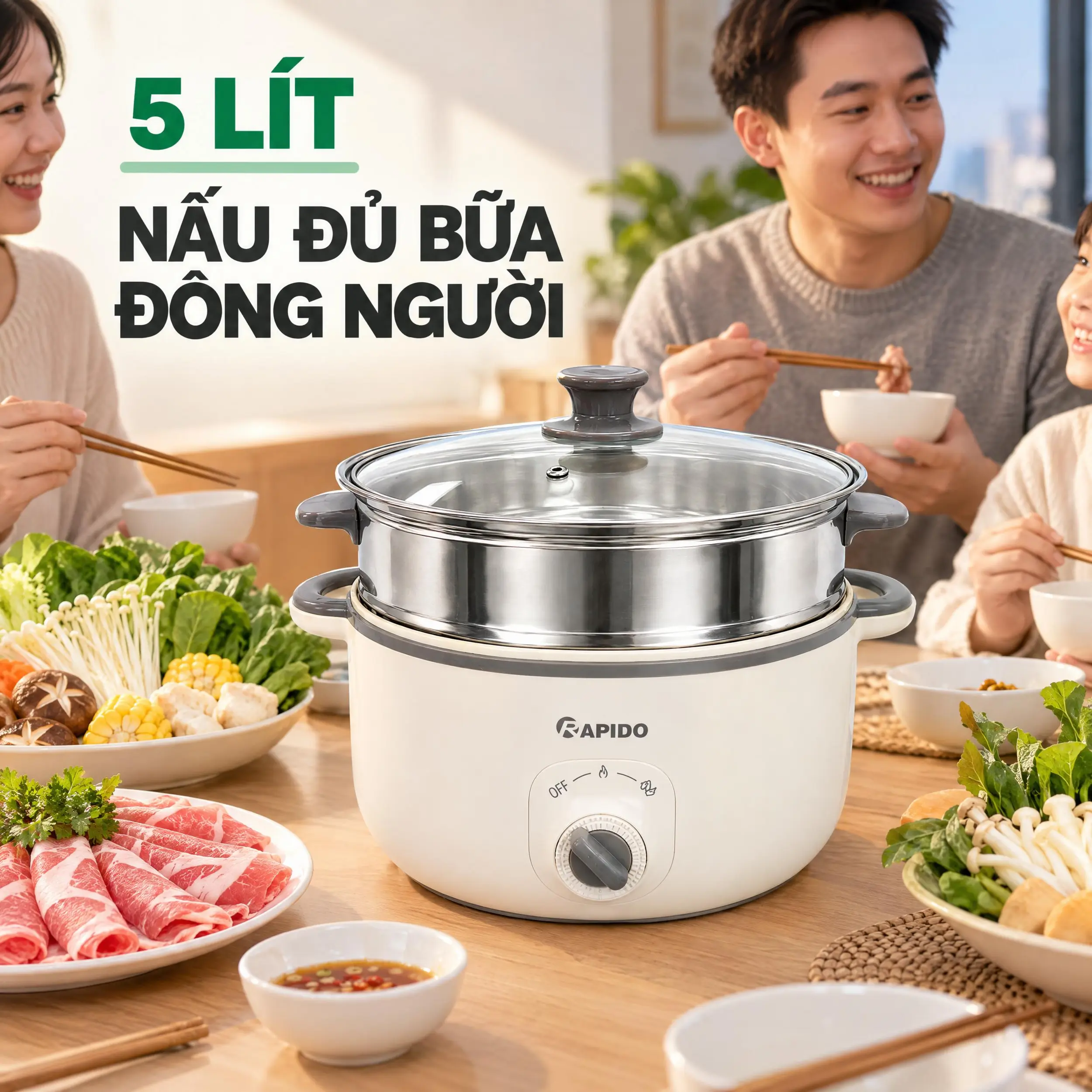 Nồi lẩu điện đa năng Rapido RFM50WSM-1 5 lít