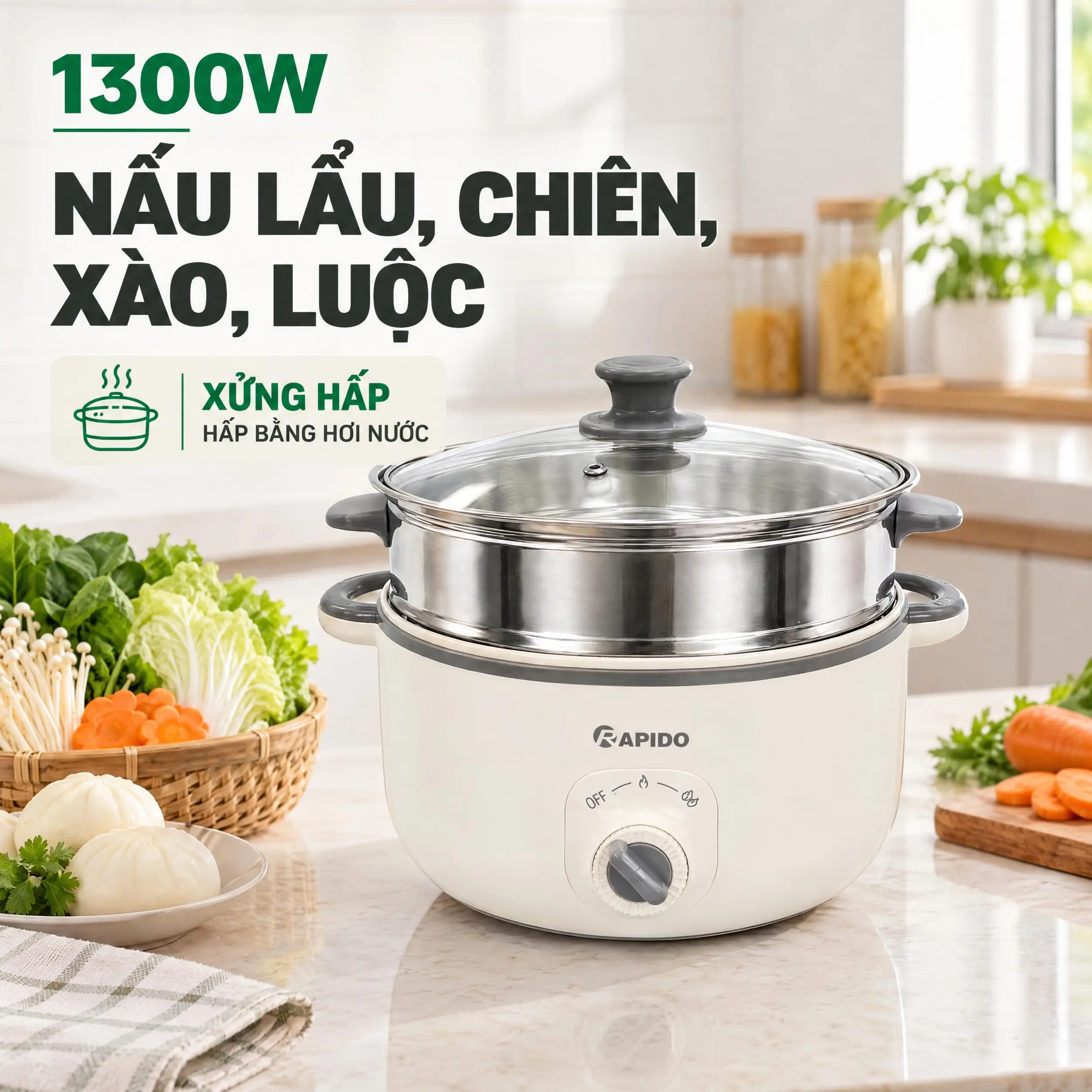 Nồi lẩu điện đa năng Rapido RFM50WSM-1 5 lít